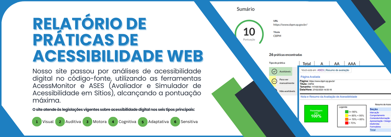 Banner informativo sobre acessibilidade do portal CBPM