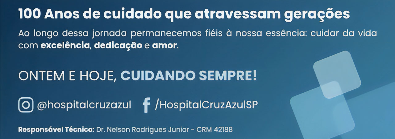 Banner informativo sobre os 100 anos da cruz azul