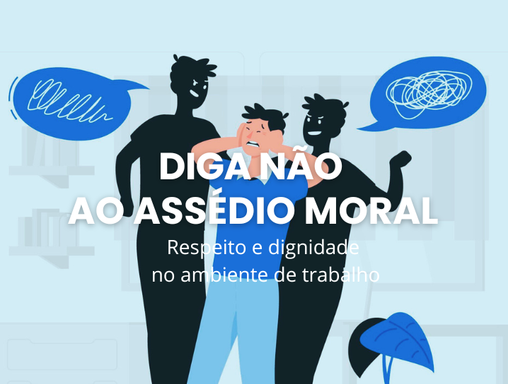 banner representando assédio moral com título